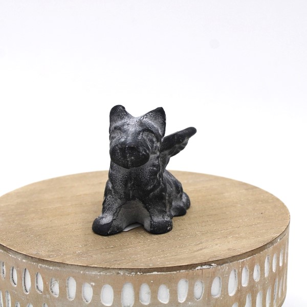 3.5x2x3" Cast Iron Angel Dog, Slate with White Wash HD7125