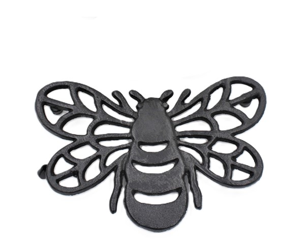 8x5.5" Cast Iron Bee Trivet, Black HD7133