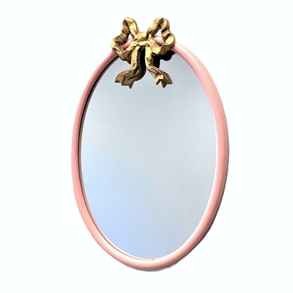 10x1.4x15" Oval Pink Mirror with Iron Bow HD7153