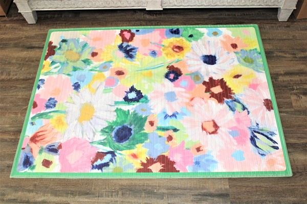 47x35" Bamboo Mat, Flower Power Abstract Floral ©Tawnya Norton TN2113