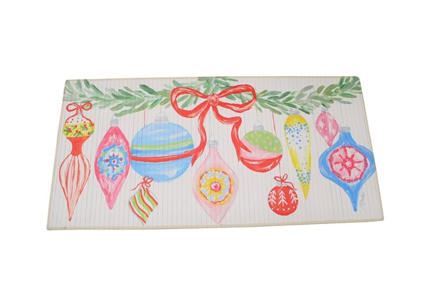 47x24" Bamboo Runner, Garland with Ornaments ©Haley Bush HBX1326