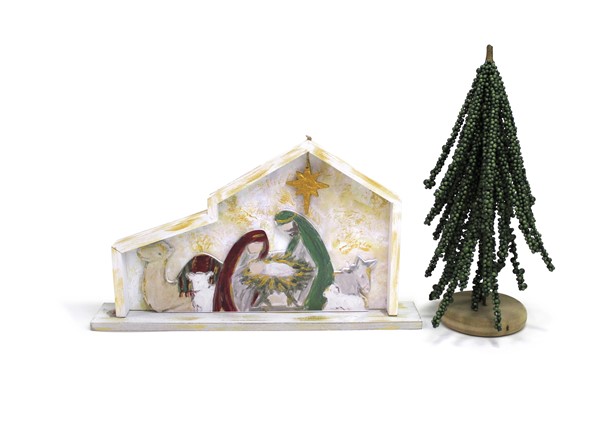 14x2x8" Layered Wood Tabletop Décor, Nativity Jewel Tones ©Tawnya Norton TNX4001
