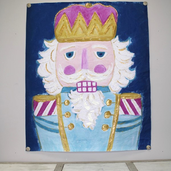 38x46" Art Paper, Pink & Blue Nutcracker w Gold & Glitter Finish ©Tawnya Norton TNX4068