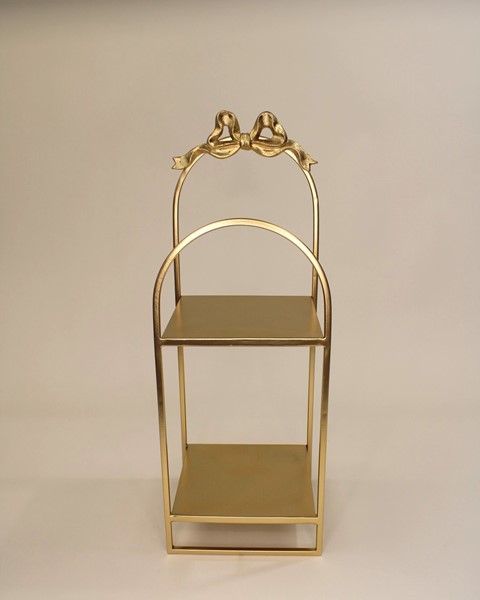 8x8x23" Gold Metal 2-Tier Shelf for Tabletop HD1005