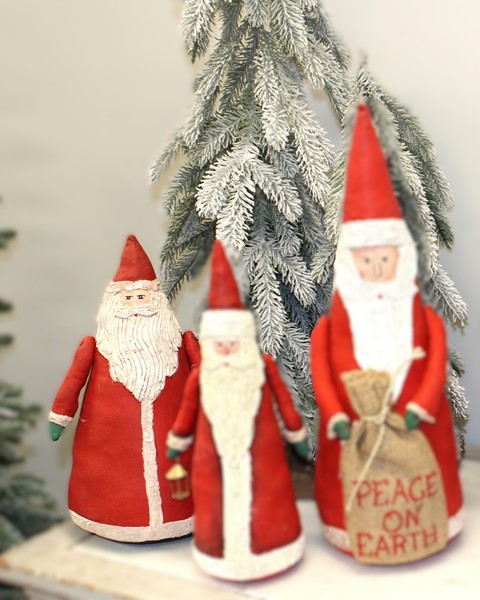 7x7x12.25" Handmade Canvas Fat Santa with Jointed Arms CM3277
