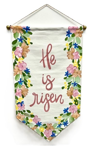 20x36" Handpainted Cotton Canvas Tapered Banner, He Is Risen ©Haley Bush HB2150
